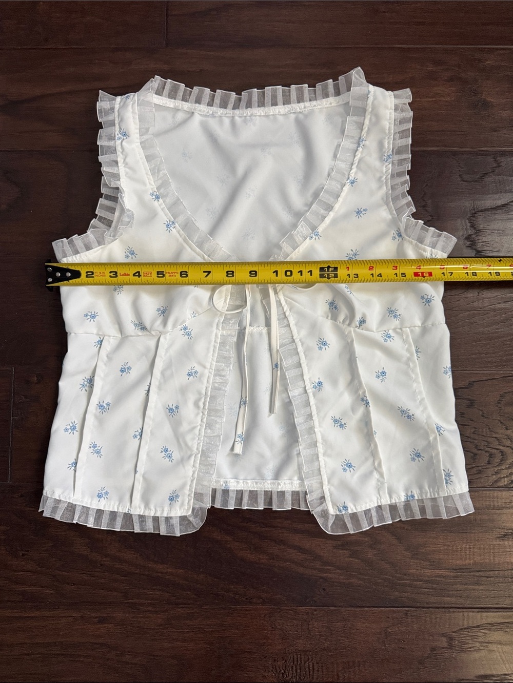 White Floral Tie-Front Ruffled Tank Top - Picture 6 of 7